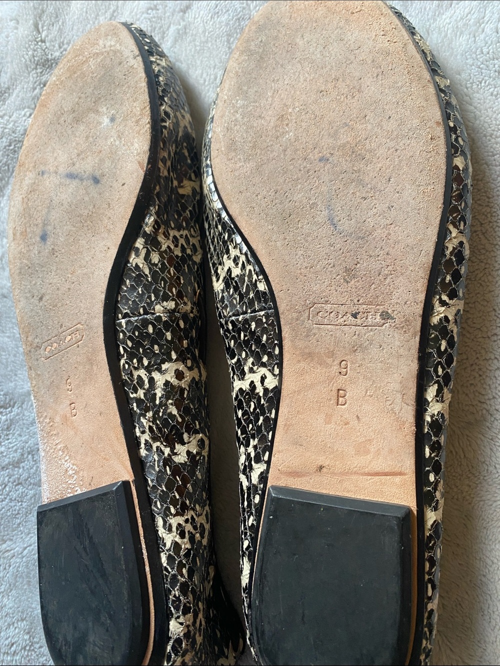 Coach Snake Skin Tassel Loafers in Black and Cream - Picture 4 of 4